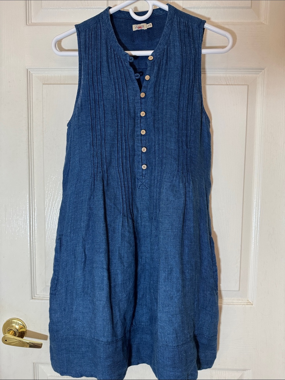 Faherty Blue Isha Linen Sleeveless Mini Dress Sz XS